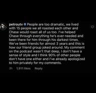 Thomas Petrou calls people "dramatic" for getting upset over his comments (Image via Instagram)